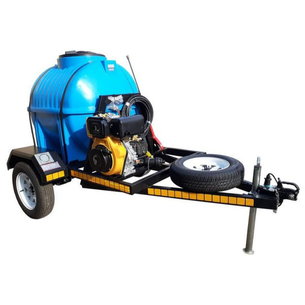 600l High pressure washer 241bar 10hp diesel trailer unit