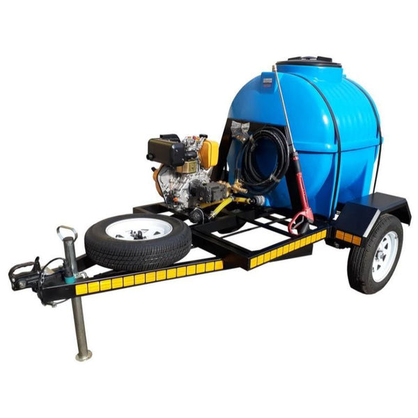 600l High pressure washer 241bar 10hp diesel trailer unit