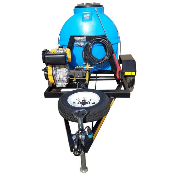 600l High pressure washer 241bar 10hp diesel trailer unit