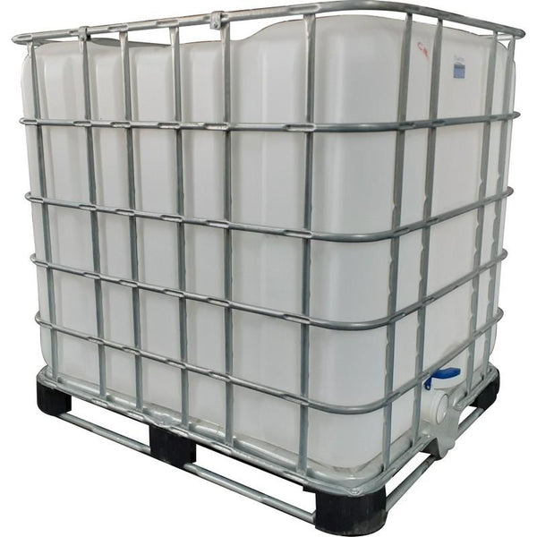 As new chemical grade 80mm outlet 1000lt flowbin tank