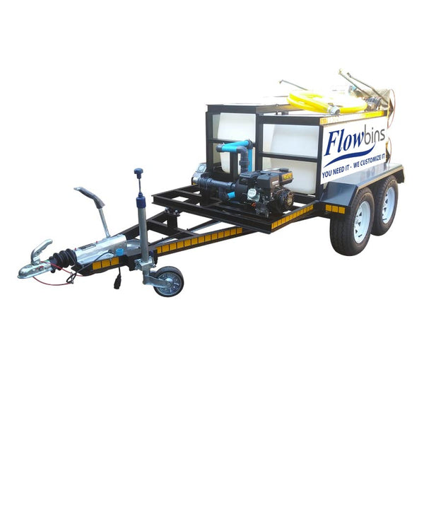 2x500l horizontal mixing unit with 4 hose reels on double axle braked trailer - Price On Request