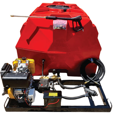 2000l Mobile High Pressure Washer Diesel-Electric-Start-241Bar-Horizontal Unit