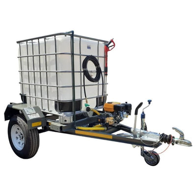1000lt High pressure washer trailer 186bar petrol flowbin brake unit