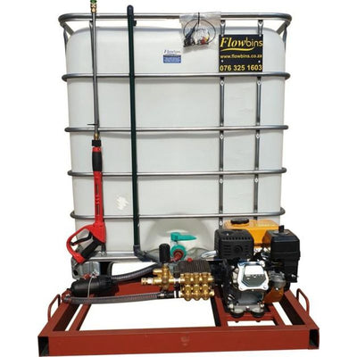 1000l High pressure washer- 6.5hp 186bar petrol flowbin unit