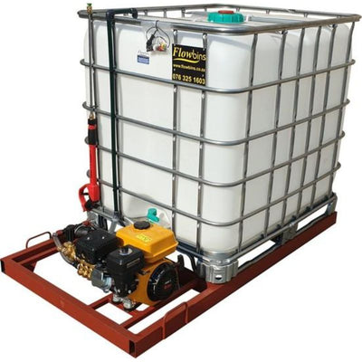 1000l High pressure washer- 6.5hp 186bar petrol flowbin unit