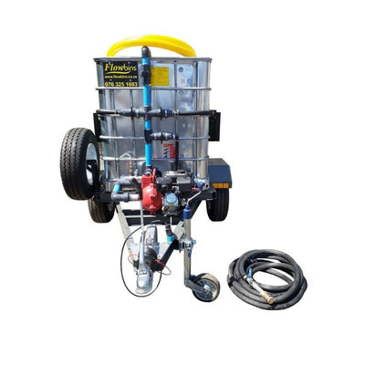 1000lt steel covered flowbin with s 9.5bar pump -2 Hose reels, spray boom and foam injector trailer unit