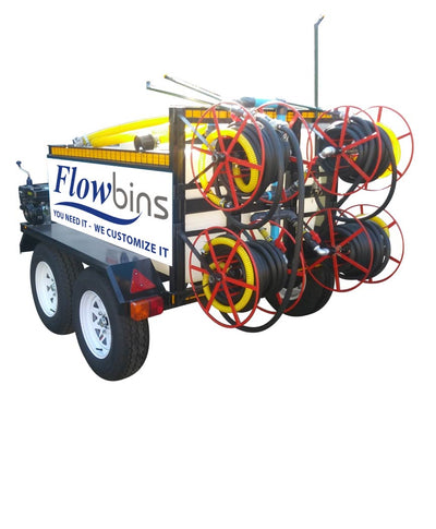 2x500l horizontal mixing unit with 4 hose reels on double axle braked trailer - Price On Request