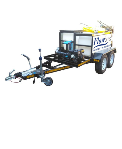 2x500l horizontal mixing unit with 4 hose reels on double axle braked trailer - Price On Request