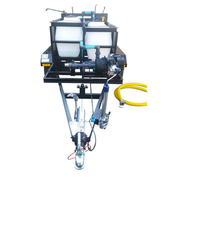 2x500l horizontal mixing unit with 4 hose reels on double axle braked trailer - Price On Request